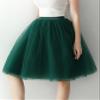 AiberLisha Midi Length Princess Tulle Tutu Skirt for Prom Party Dark Green S M view 3