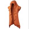 GIVON Longline Hooded Cardigan Ruffle Shawl Collar Open Front Sleeveless Drape Cape Overcoat with Pockets / DCC756-ORANGE-S view 1
