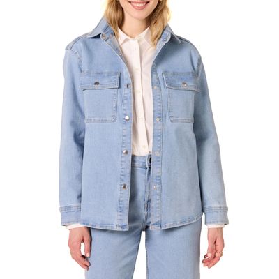 Amazon Essentials (Demi's Pick) Women's Oversized-Fit Heavyweight Denim Shirt Jacket, Light Wash, XX-Large