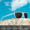 KALIYADI Polarized Sunglasses Men, Lightweight Mens Sunglasses Polarized UV Protection Driving Fishing Golf (Frame Clear|Lens Black/Ice Blue/Red) view 3