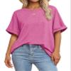 ATHMILE Teen Girls T Shirts Loose Fit Crewneck Short Sleeve Summer Casual Blouse 2026 Y2K Tee Tops Rose Red view 1