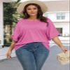 ATHMILE Teen Girls T Shirts Loose Fit Crewneck Short Sleeve Summer Casual Blouse 2026 Y2K Tee Tops Rose Red view 3