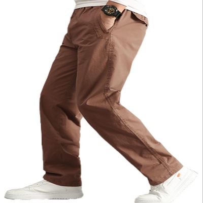AIFARLD Mens Cargo Pants Elastic Waist Pants Sport Jogger Long Trousers for Hiking Fishing Running Workout Brown
