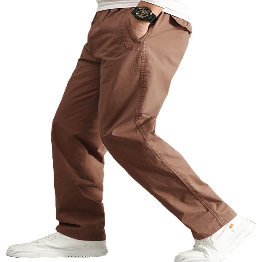 AIFARLD Mens Cargo Pants Elastic Waist Pants Sport Jogger Long Trousers for Hiking Fishing Running Workout Brown