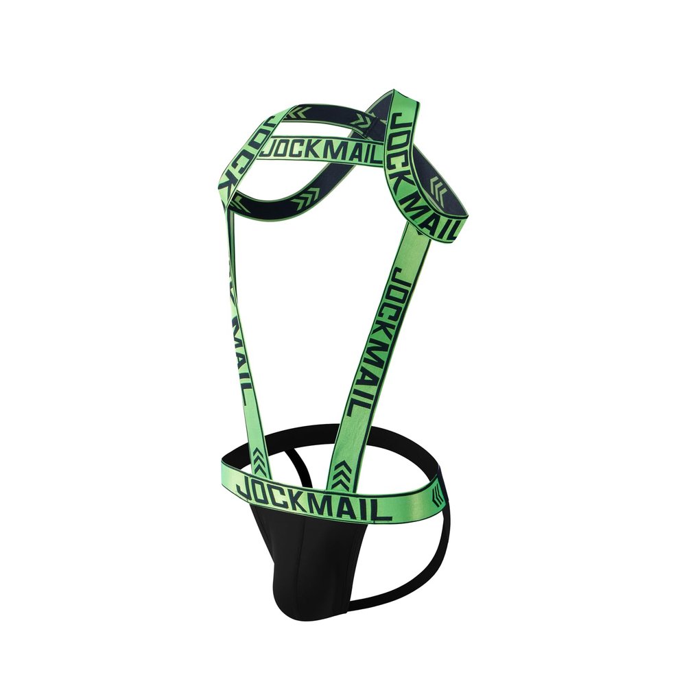 Mens Harness Sport Shoulder Strap with Jock Strap Fitness One-piecs Mens Harness with Jockstrap Bodysuit (green, L)