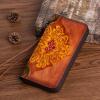 AEGGEAI Women Long Wallet Vintage Embossing Ethnic Style Card Holder Genuine Leather Clutch Large Capacity Multi Pocket Purse (Brown) view 3