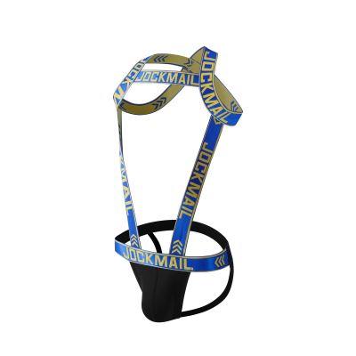 Mens Harness Sport Shoulder Strap with Jock Strap Fitness One-piecs Mens Harness with Jockstrap Bodysuit (blue, XL)