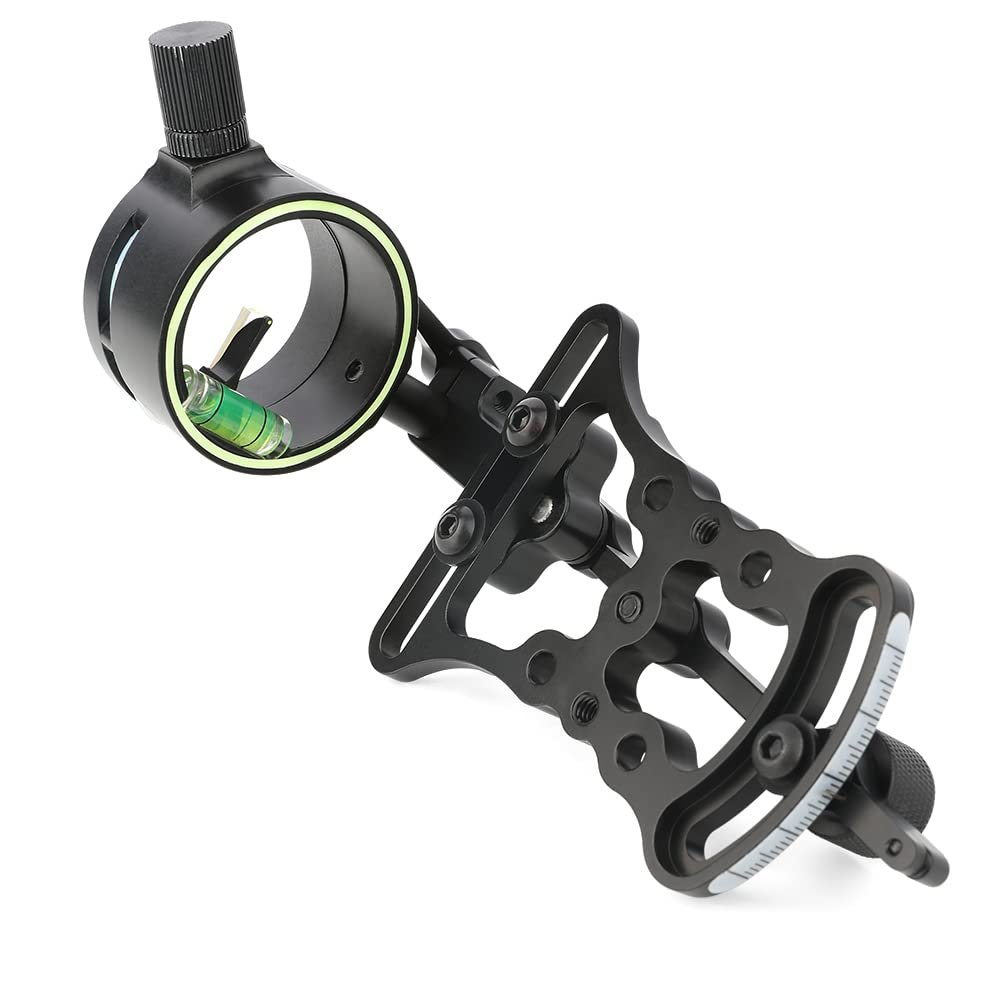 Archery Compound Bow Sight Aluminum Alloy 0.019" Fiber Optic 1/2 Pin Bow Sight Micro-Adjustable Aim Sight Toolless Quickset with Sight Light Compound Bow Accessory (Bow Sight/1 pin)