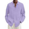 IEPOFG Men Men's Casual Oversized Relaxed-Fit Dress Shirts Stretch Wrinkle-Free Long Sleeve Casual Lightweight Button Down Shirts Purple view 1