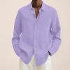 IEPOFG Men Men's Casual Oversized Relaxed-Fit Dress Shirts Stretch Wrinkle-Free Long Sleeve Casual Lightweight Button Down Shirts Purple view 2