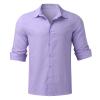 IEPOFG Men Men's Casual Oversized Relaxed-Fit Dress Shirts Stretch Wrinkle-Free Long Sleeve Casual Lightweight Button Down Shirts Purple view 3