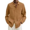 IEPOFG Coolest for Teen Girls Men's Casual Oversized Relaxed-Fit Dress Shirts Stretch Wrinkle-Free Long Sleeve Casual Lightweight Button Down Shirts Khaki view 1