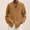 IEPOFG Coolest for Teen Girls Men's Casual Oversized Relaxed-Fit Dress Shirts Stretch Wrinkle-Free Long Sleeve Casual Lightweight Button Down Shirts Khaki view 2