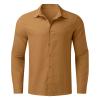 IEPOFG Coolest for Teen Girls Men's Casual Oversized Relaxed-Fit Dress Shirts Stretch Wrinkle-Free Long Sleeve Casual Lightweight Button Down Shirts Khaki view 4