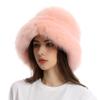 Auhoho Womens Warm Fuzzy Bucket Hat Fluffy Furry Faux Fur Hats Winter Plush Fisherman Fluffy Wide Brim Hats (Light Pink) view 1