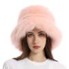 Auhoho Womens Warm Fuzzy Bucket Hat Fluffy Furry Faux Fur Hats Winter Plush Fisherman Fluffy Wide Brim Hats (Light Pink) view 2
