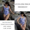AI'MAGE Women's One Piece Swimsuits Square Neck Monokini Tummy Control Bathing Suit with Adjustable Ruffled Straps Swimwear Blue & White Porcelain Floral XL view 4