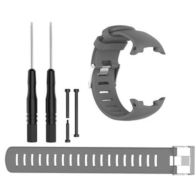 INF Sport Silicone Band for Suunto D4 / D4i, Classic Replacement Soft WristBand for Suunto D4 / D4i Novo Watch, Fits 5.7 inches-8.6 inches (145mm-220mm) Wrist Grey