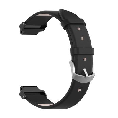 INF Leather Watch Band Compatible with Garmin Forerunner 220/230/235/630/620/735XT/Approach S20/S5, Quick Release Replacement Adjustable Business Sport Strap with metal Buckle(Black)