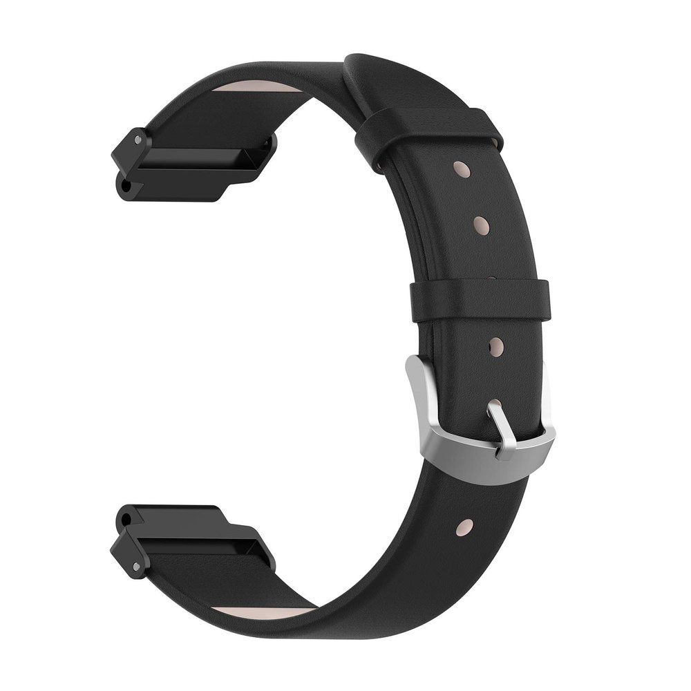 INF Leather Watch Band Compatible with Garmin Forerunner 220/230/235/630/620/735XT/Approach S20/S5, Quick Release Replacement Adjustable Business Sport Strap with metal Buckle(Black)