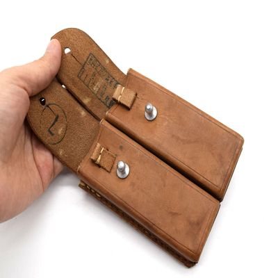 CLAYHU Genuine Leather Surplus Chinese Type 54 Tokarev Leather Ammo Pouch 2 Cells