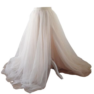 EllieHouse Split Long Floor Length Tulle Skirt for Prom Party Evening Light Ivory 3XL