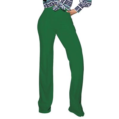 PINSV Women's High Waisted Stretchy Bootcut Pull On Dress Pants Casual Work Pants Green XXL