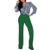 PINSV Women's High Waisted Stretchy Bootcut Pull On Dress Pants Casual Work Pants Green XXL view 3