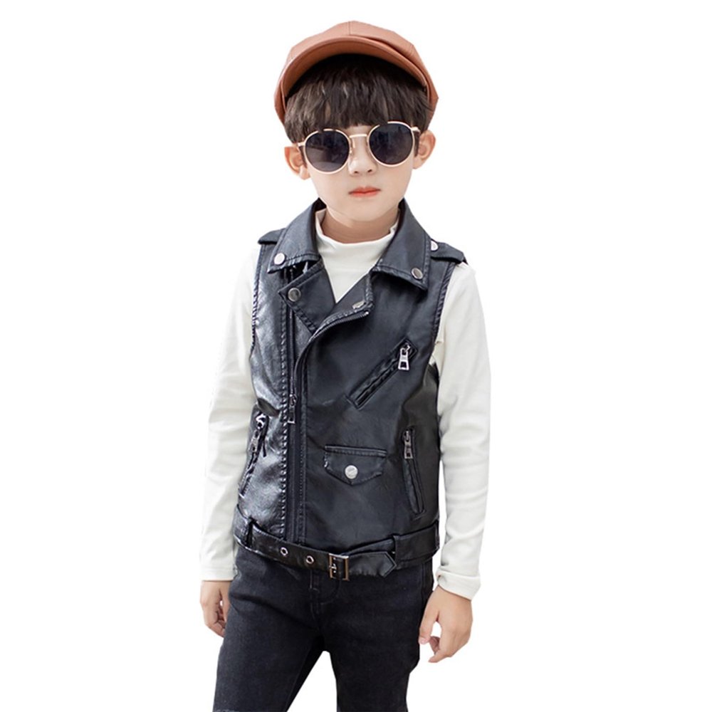 SywzX&xfybz Children Faux Leather Motorcycle Vests Boys Jacket Black