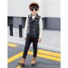 SywzX&xfybz Children Faux Leather Motorcycle Vests Boys Jacket Black view 3