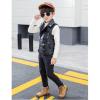 SywzX&xfybz Children Faux Leather Motorcycle Vests Boys Jacket Black view 4