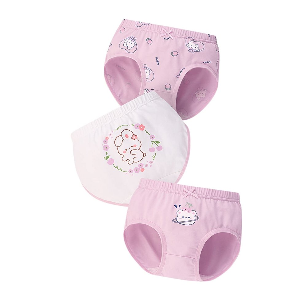 Little Girls' Cute Print Cotton Underwear Toddler Kids Breathable Comfort Panty Briefs Pack of 3 (Purple, 8-10 Years)