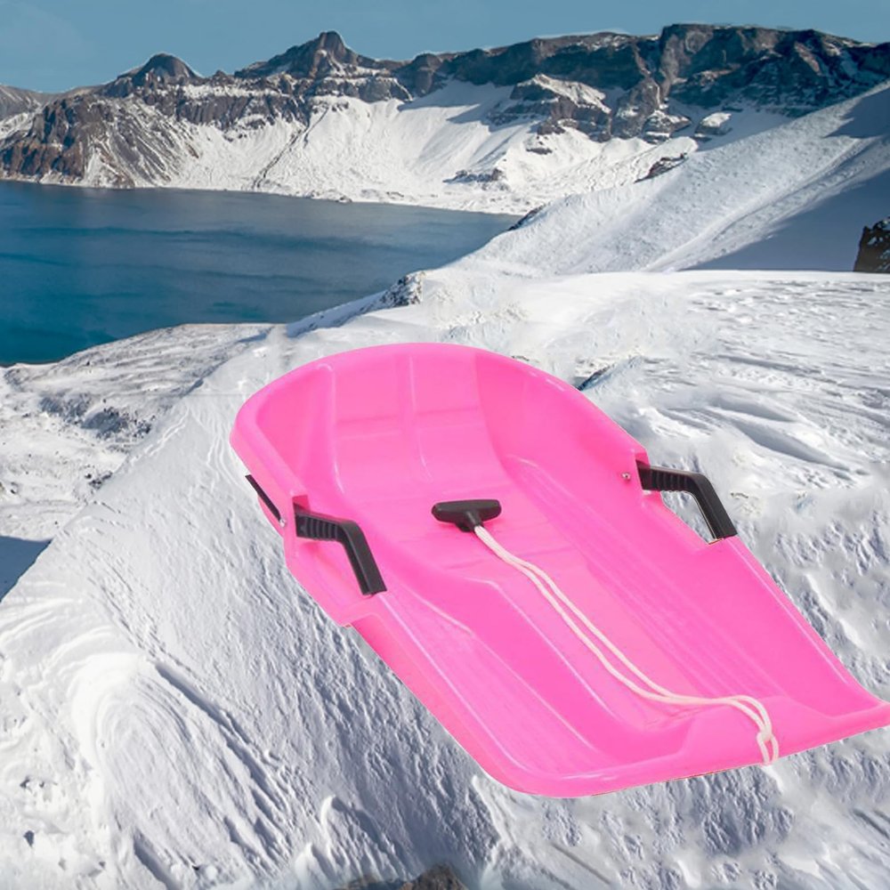 Plastic Snow Sled -Children's Sledges, Winter Snow Sledges, Thick Wear-Resistant Sledges, Sledges with Brakes and Pull Ropes