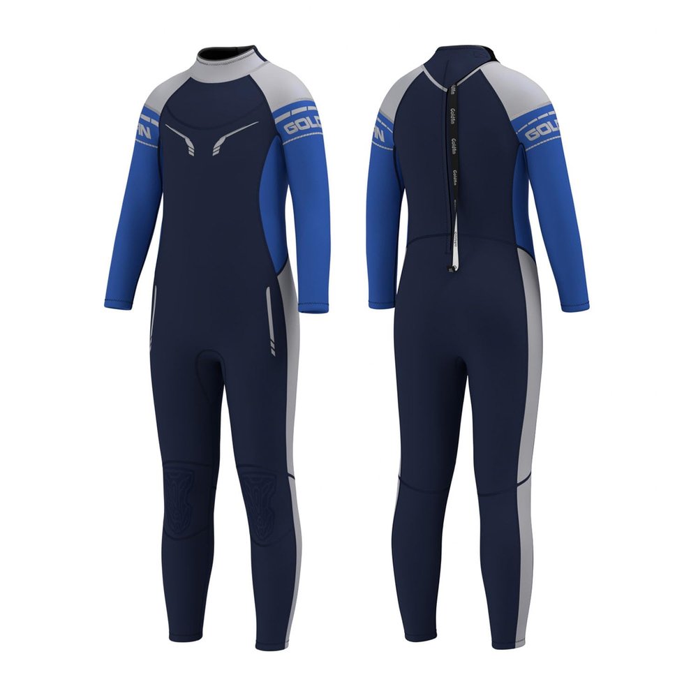 Goldfin Kids Wetsuit, Boys Girls Wet Suits Youth Toddler 3mm Neoprene Back Zip Keep Warm for Cold Water Swimming Diving Snorkeling Surfing Paddleboarding Full-Body Blue Size 14