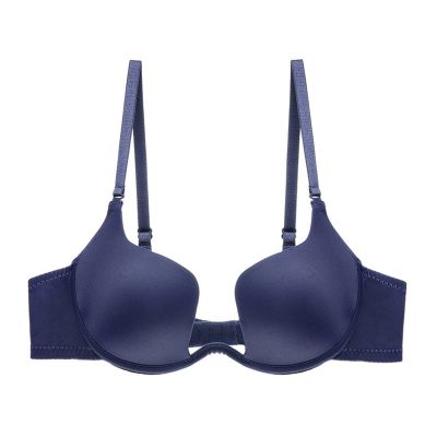 LUXRUB Womens Deep Plunge Bra Convertible Low Back Invisible Bralette Backless Deep U Cleavage Bra Soft Underwire Push Up Bra (Color : Blue, Size : C_70)