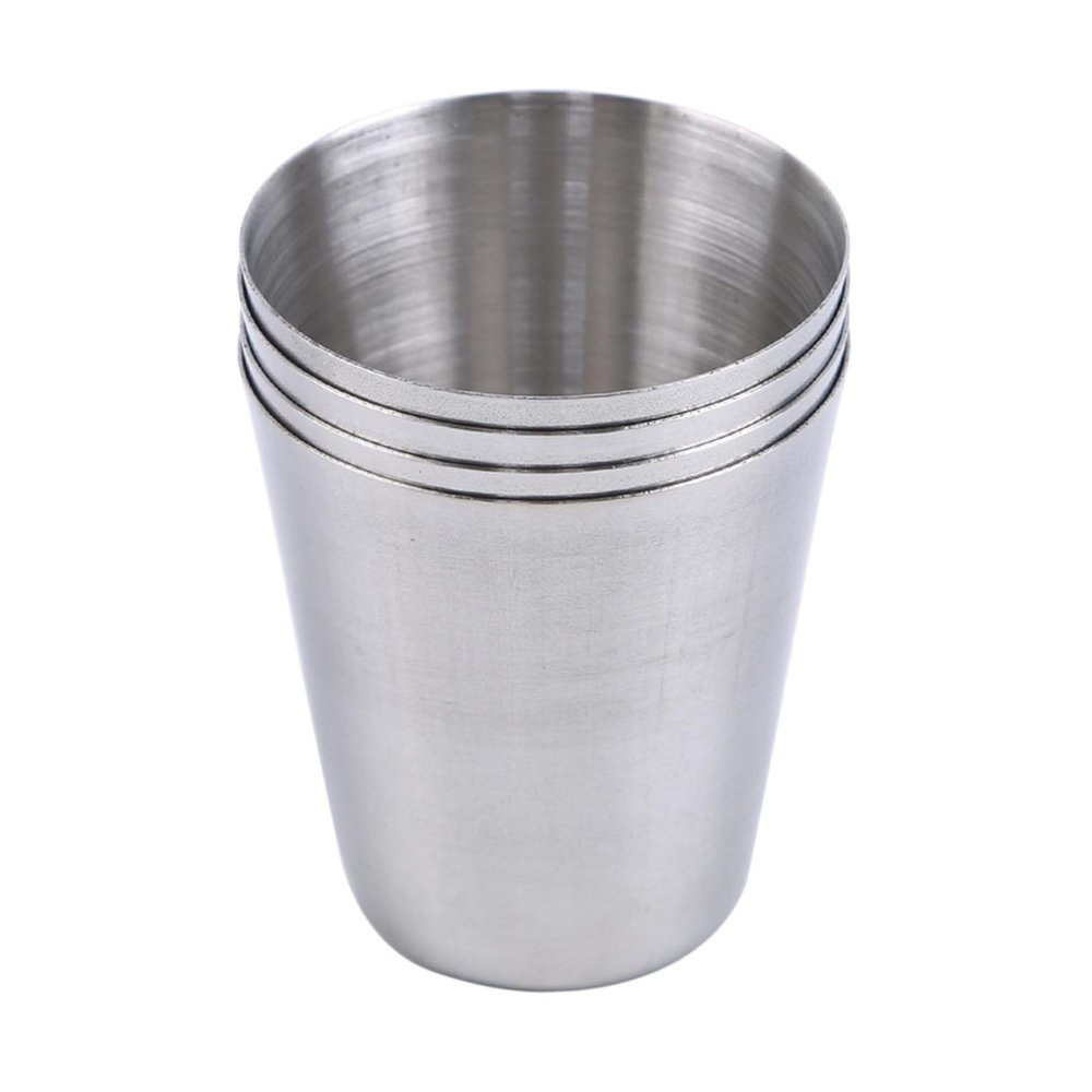 ACUIF 30ml Stainless Steel Cups Set Beverage Container Portable Drinkware Camping Travel Coffee Tea Cup for Whiskey Wine Beer Drinking Cup Home Picnic with Storage Case,4 Cups + 1 Cup Sleeve