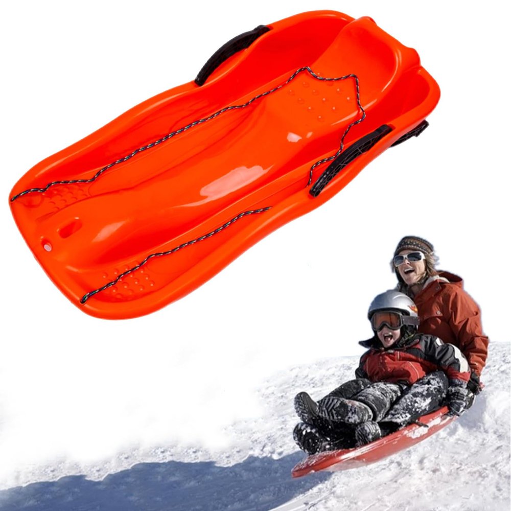 Plastic Snow Sled -Children's Sledges, Two-Person Sledges, Thickened Plastic Sledges, Sledges with Backrests and Pull Ropes