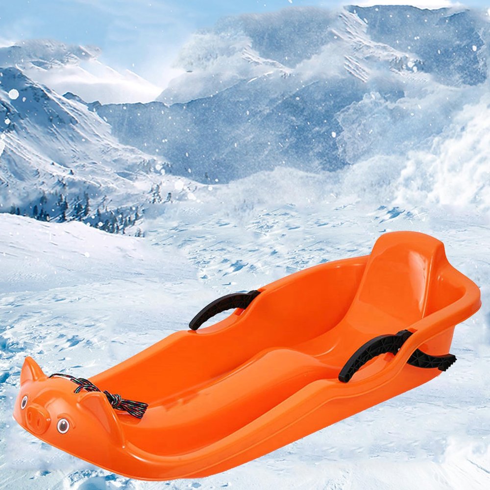 Plastic Snow Sled -Two-Handle Children's Sledges, Two-Person Padded Sledges, Frost-Resistant and Wear-Resistant Sledges, Sledges with Backrests