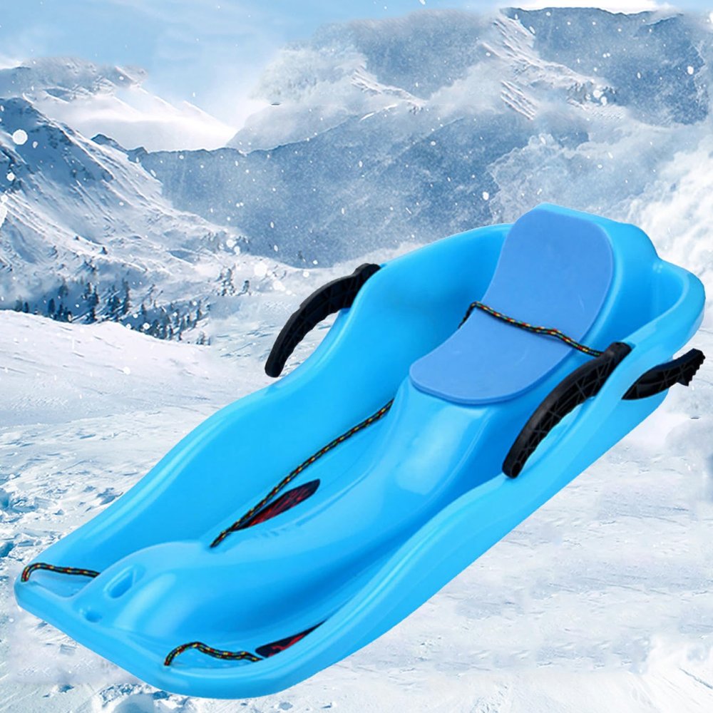 Plastic Snow Sled -Children's Sledge, Thickened Double Sledge, Sledge with Backrest, Multi-Coloured Plastic Sledge