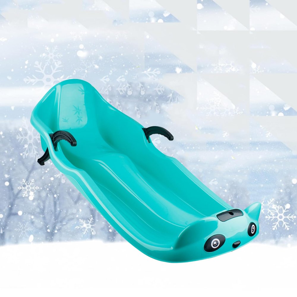 Plastic Snow Sled -Children's Double Sled, Plastic Sled, Sled with Backrest, Double Armrest Brake Sled