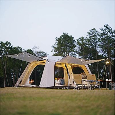 Beach Tent for 5-8 Person Automactic Pop Up Tent Ventilation Sun Shelter with Extended Porch Instant Family Tent for Camping Hiking Fishing (Large Family Tent 5) (Large Family Tent 5)