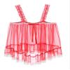 Fldy Mens Sissy Bra Undershirt Floral Lace Ruffled Bralette Crop Top Sheer Mesh Tank Top Lingerie Red A Medium view 3