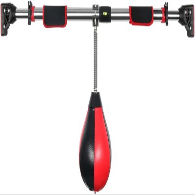 Adult Door Speed Bag Quick Air Bag Heavy Duty Leather Boxing Bag with Adjustable Bracket Spring and Small Ball for Fitness Training (Color : Red)