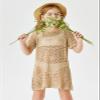 Batermoon Girls Swim Cover Up Crochet Bathing Suit Cover Ups Short Sleeve Summer Beach Dress 5-14 Years view 2