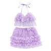 Yccutest Infant Baby Girl Flower Swimsuit 3Pcs Halter Triangle Tops Ruffle Bottoms Sun Hat Bikini Set Bathing Suit Swimwear (E-Purple,12-18 Months) view 1