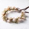 KorViSHOW Golden Leaf Flower Crown - Fairy Floral Headpiece White Rose Flower Headband Renaissance Hair Accessories for Women Girls Wedding Vacation Party Festival view 2
