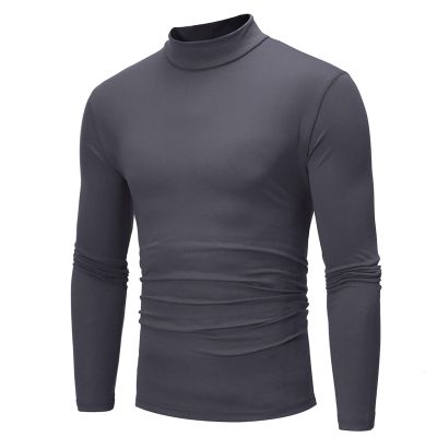 IEPOFG Uncle Mens Turtleneck Long Sleeve Shirts Casual Slim Fit Thermal Turtleneck for Men Basic Lightweight Thermal Underwear Top Dark Gray