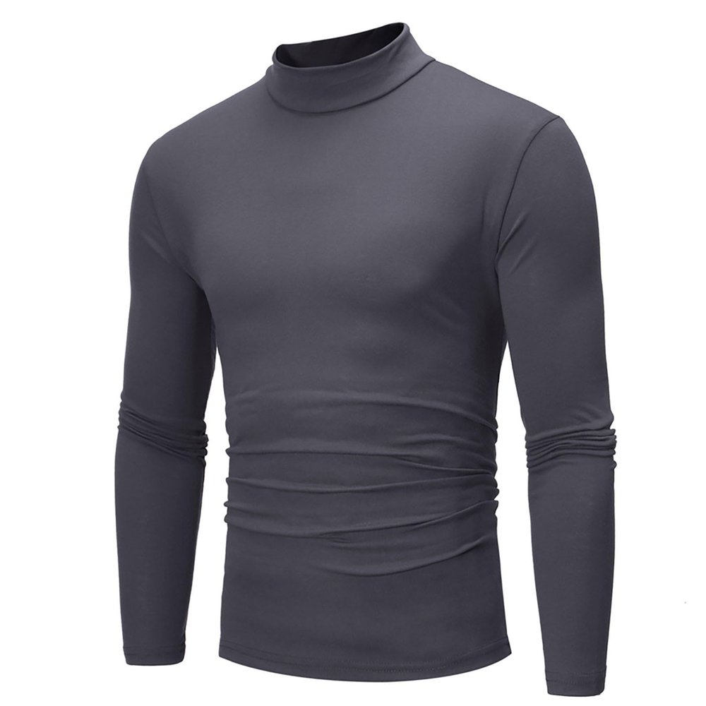 IEPOFG Uncle Mens Turtleneck Long Sleeve Shirts Casual Slim Fit Thermal Turtleneck for Men Basic Lightweight Thermal Underwear Top Dark Gray