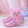JEUROT Girls Dress Cowgirl Boots Side Zipper Mid Calf Boots Princess Glitter Boots Kids Party Low Heel Mesh Top Cowboy Boots view 2