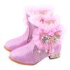 JEUROT Girls Dress Cowgirl Boots Side Zipper Mid Calf Boots Princess Glitter Boots Kids Party Low Heel Mesh Top Cowboy Boots view 3